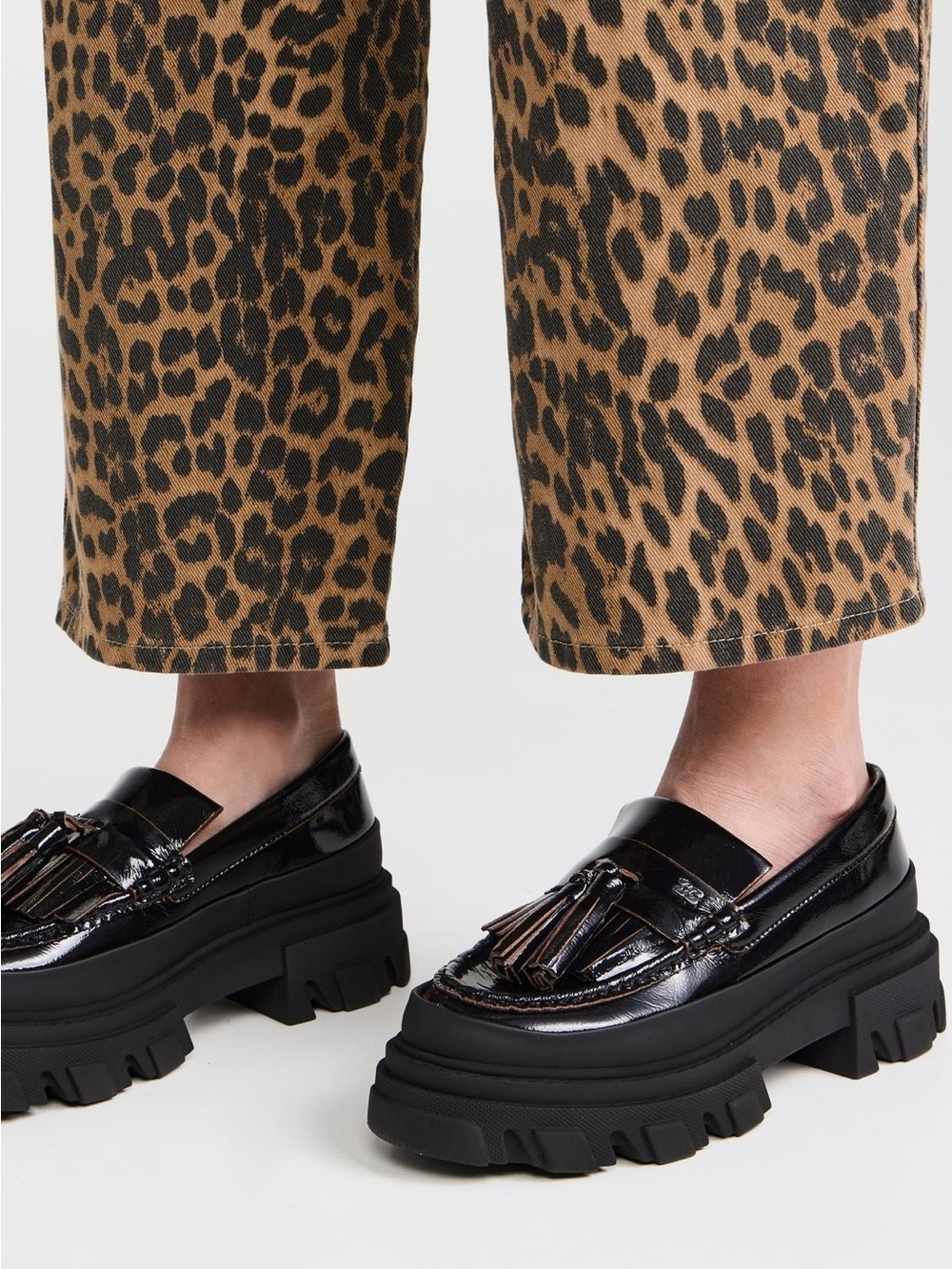 Ganni Black Patent cleated Loafers